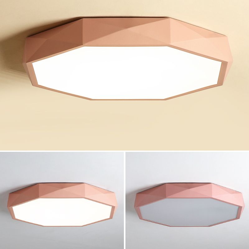 Geometría acrílica LED integrado Sala de estar moderna y sencilla lámpara de techo de hierro Macaron