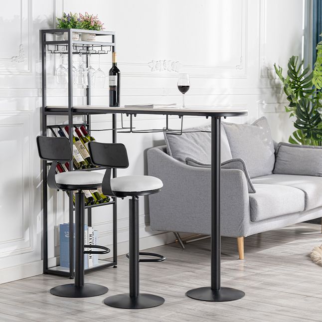 1/3 Piece Adjustable Height Bar Stool and Table Set Sintered Stone Matte Finish Bar Set