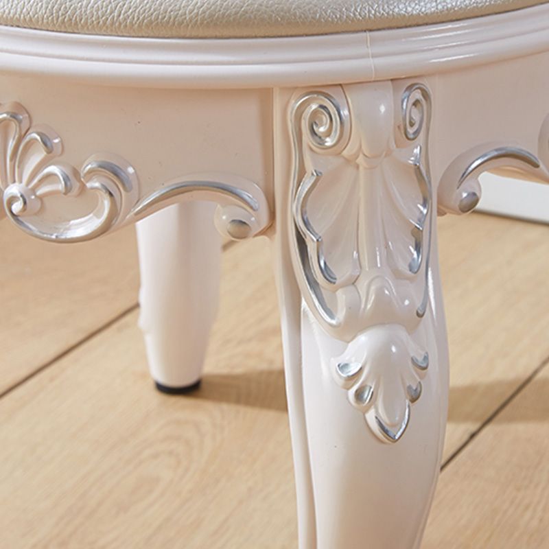 PU Leather Ottoman Pure Color Carving Water Resistant Glam Standard Ottoman