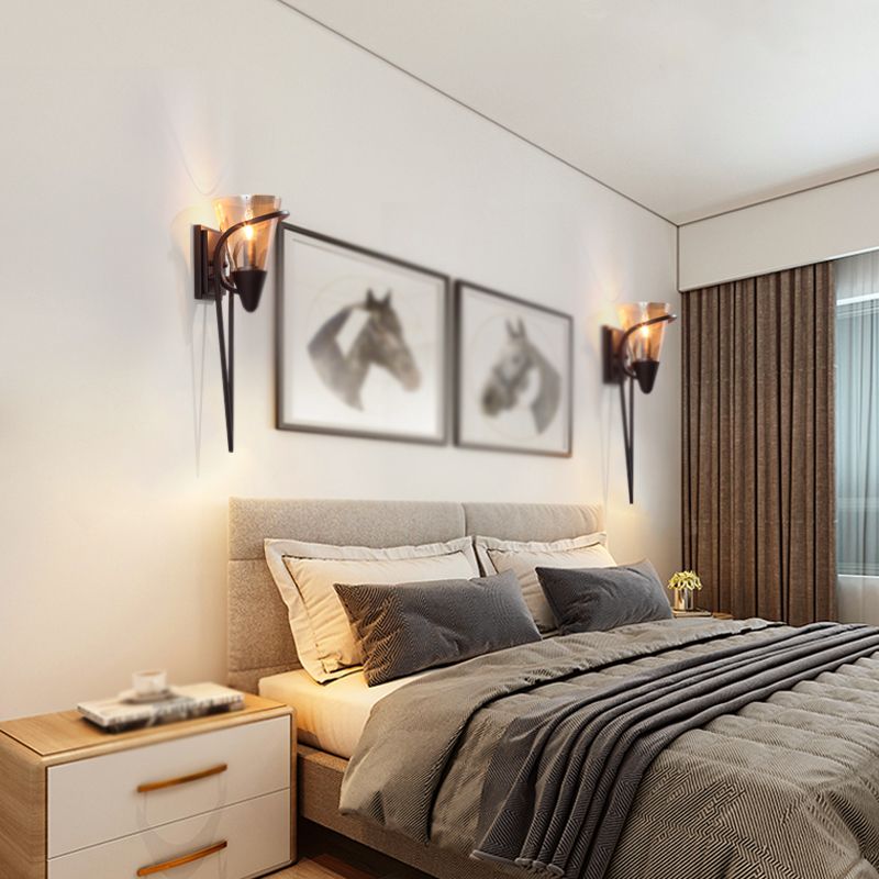 1 Light Cone Wall Mounted Light Fixture Industrial Style Glass Wall Lighting Ideas Lights