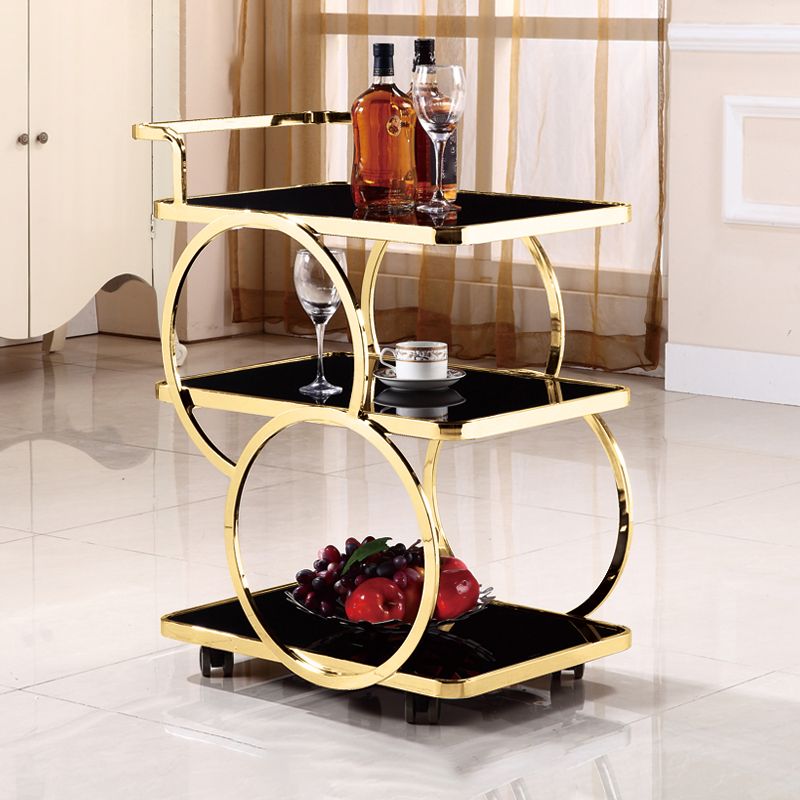 31.5"H Rolling Modern Prep Table Metal Rectangular Prep Table for Dining Room