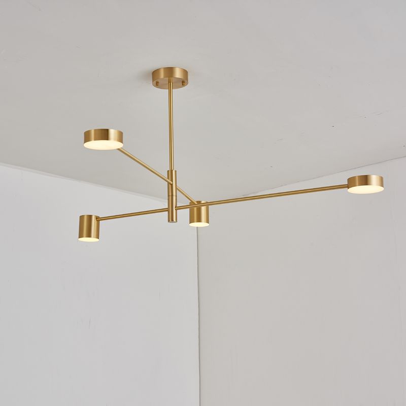 Luci del lampadario in metallo a forma di cilindro moderni apparecchi di illuminazione lampadario in oro