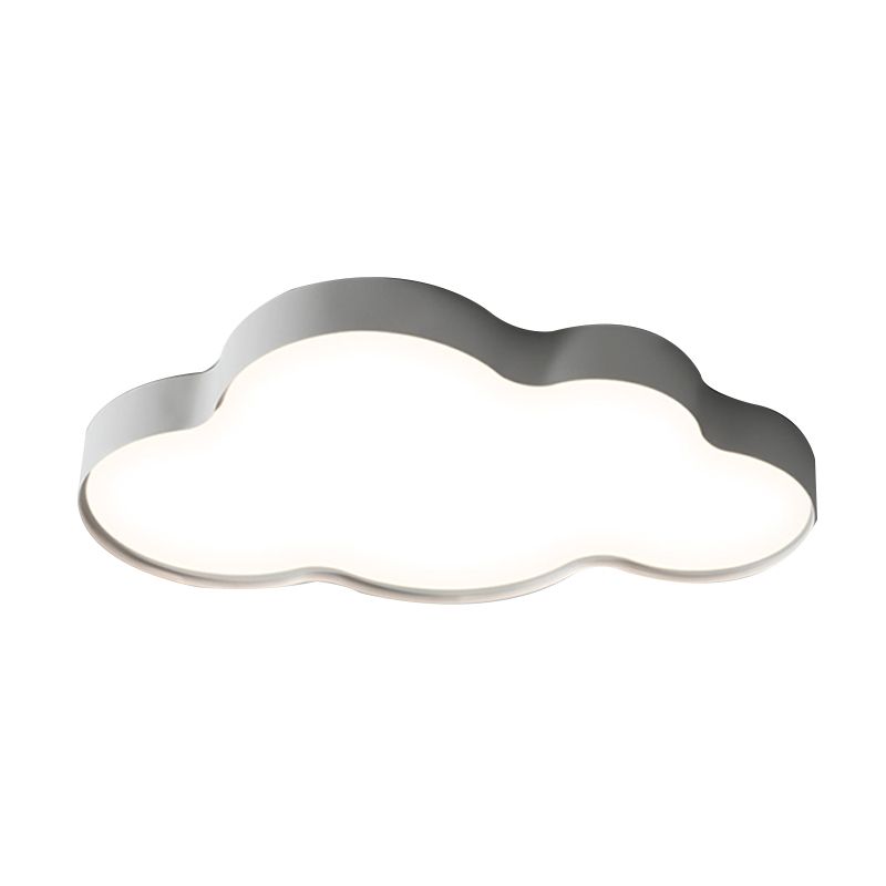 Cloud Shape Flush Light Modern Style Metal 1/2 Lights Flush Mount in White