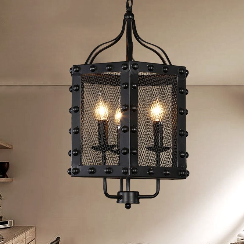 3 luces Candelier de techo de hierro Estilo vintage Vintage MARCO NEGRO Kit de lámpara colgante