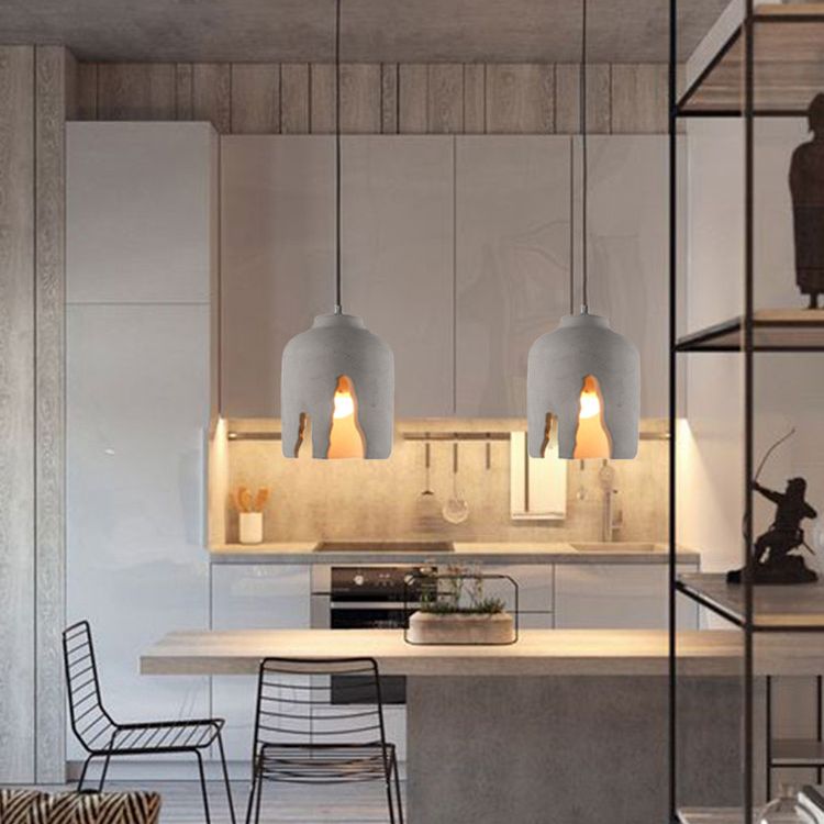 Graues modernes Zementpendel Licht 1 Lichthänge Deckenleuchte für Esszimmer