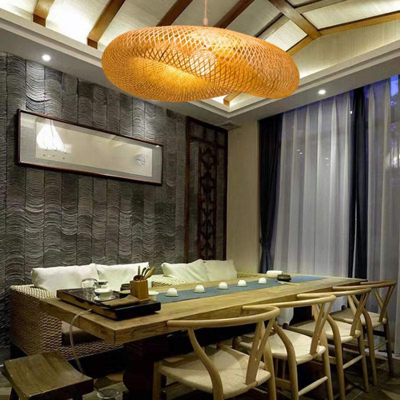 Japanisches Pendel Lichtkuppel Rattan 1 Lichthänge Deckenleuchte für Tea Room