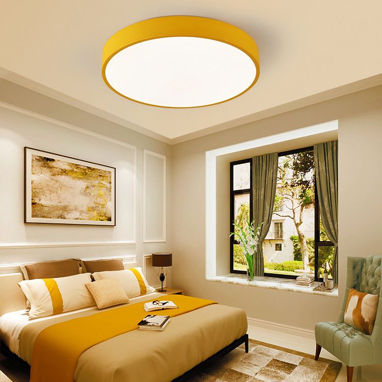 Circle Flush Mount Ceiling Lighting Fixture Nordic LED Metal Close to Ceiling Lighting