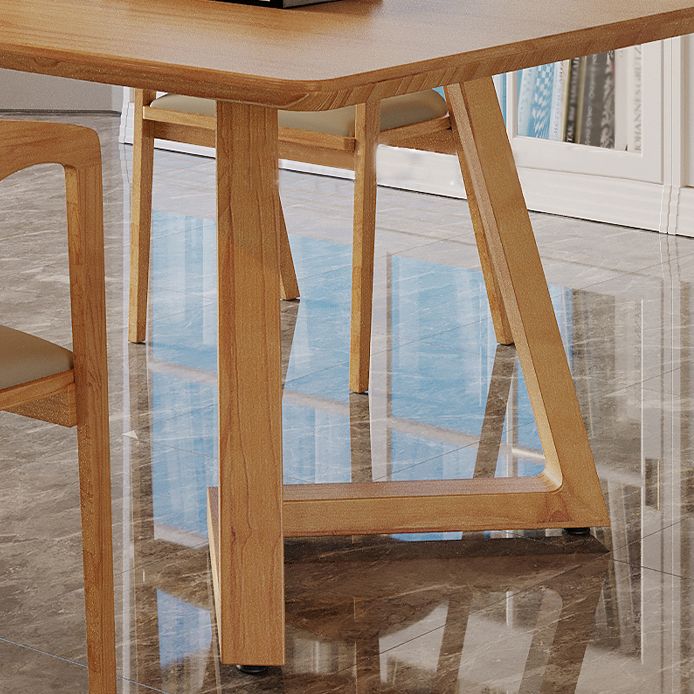 Modern Style Sled Office Desk Rectangular Solid Wood Writing Desk