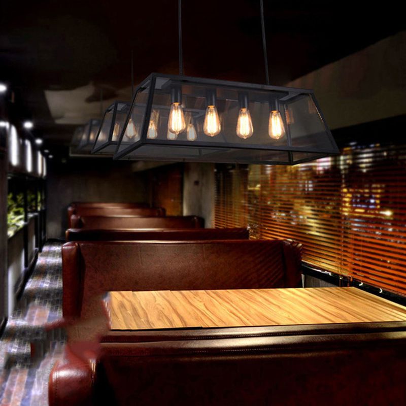 Industrial Trapezoid Island Pendant Lights Metal Multiple-Light Island Pendant Lighting