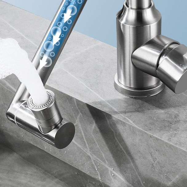 Swivel Spout Vessel Sink Faucet Stainless Steel Lever Handle Sink Faucet with Water Hose