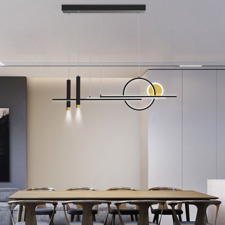 Moderni apparecchi di illuminazione lampadario lineare moderno in alluminio appeso a soffitto in alluminio con finitura nera