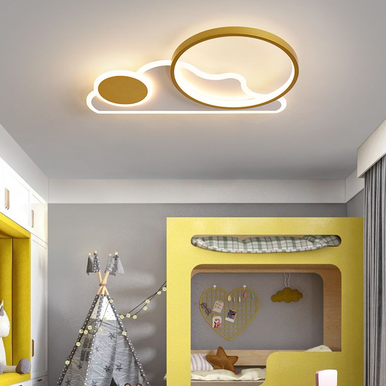 Sun and Cloud Acrylic Flush Mount Minimalist Cartoon LED Ceiling Flush Light for Kids Room