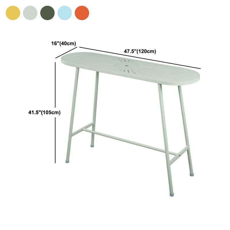 Industrial Outdoor Oval Bar Dining Table Metal Bar Table with Trestle Base