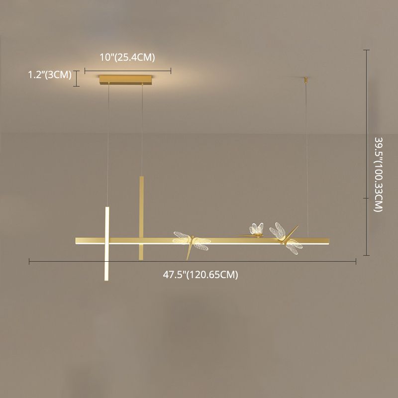 Luces de isla colgantes de libélula ultra contemporánea accesorios de iluminación de araña acrílica para restaurante