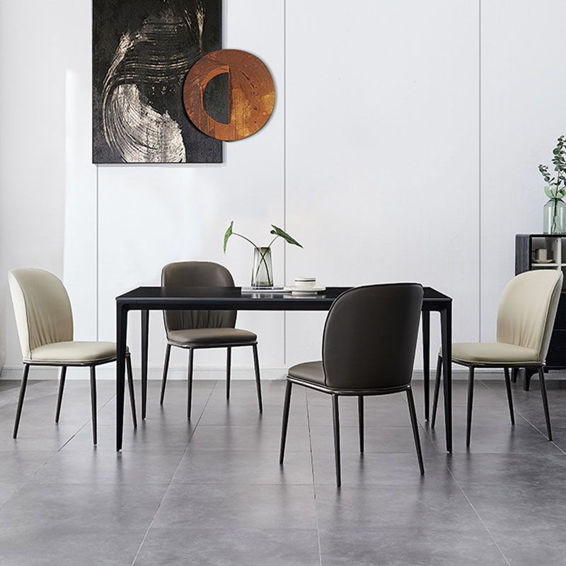 Industrial Style Chair Dining Armless Dining Chairs with Metal Legs for Home