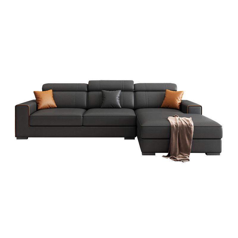 Scandinavian Dark Gray Stationary Square Arm Slipcovered Sofa