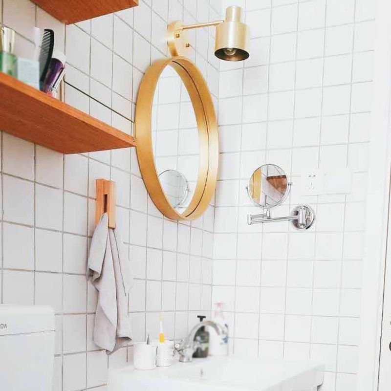 Drum Shape Metal Wall Light Modern Style 1-Light Wall Light Sconce in Gold