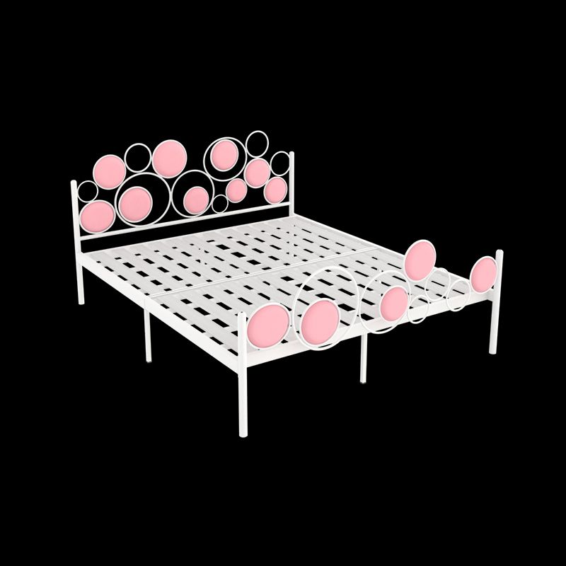 Glam Standard Bed Metallic Open-Frame Bed with Upholstered Headboard