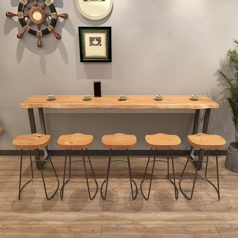 Industrial 1/2/6 Pieces Bar Table Set Wood Counter Table with High Stools