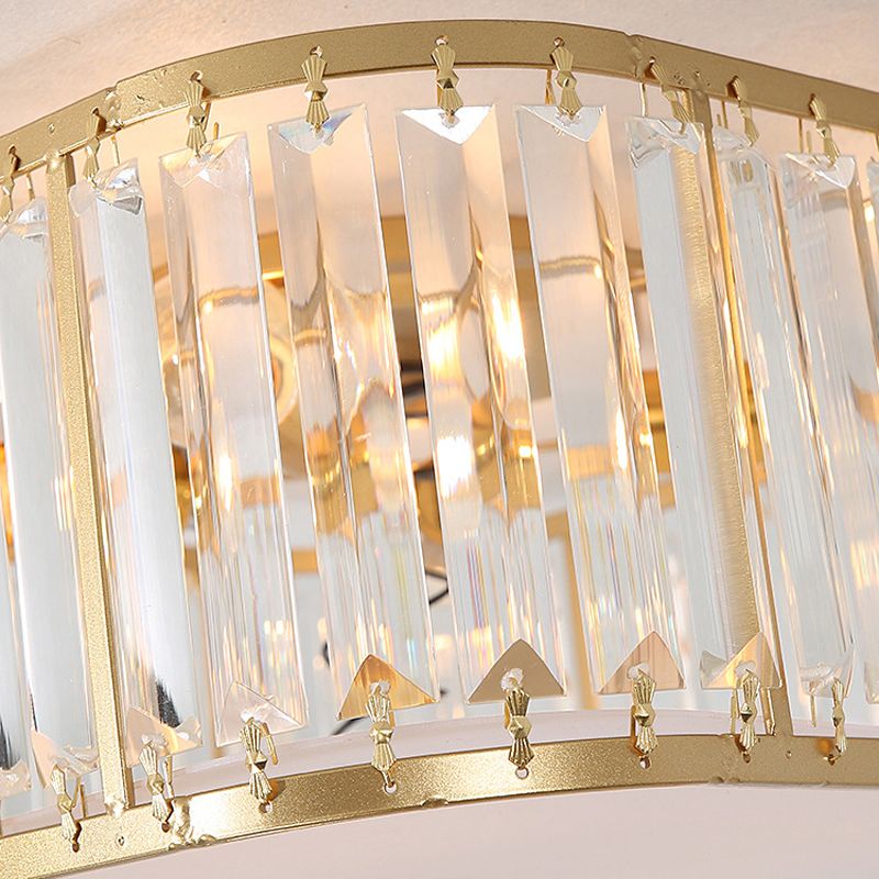 3/4-Light Golden/Black Flush Mount Lighting Crystal LED Ceiling Light for Bedroom