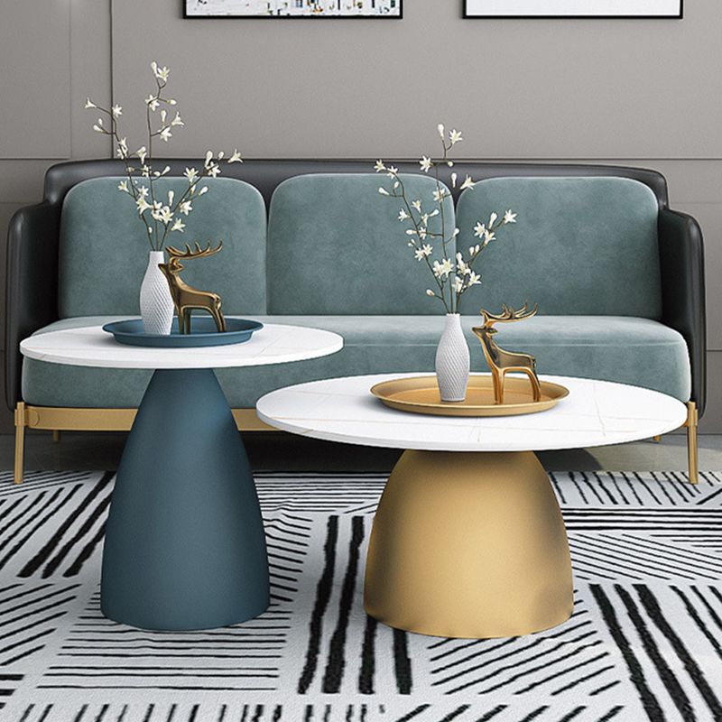 Modern Style Round Metal Table Metal Pedestal Base Coffee Table