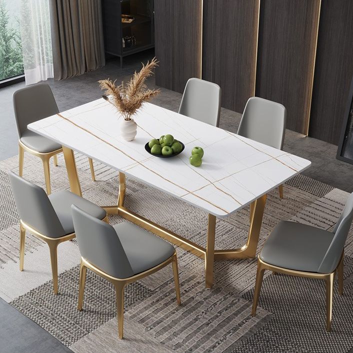 Sintered Stone Dining Table Industrial Dining Room Table with Trestle Base