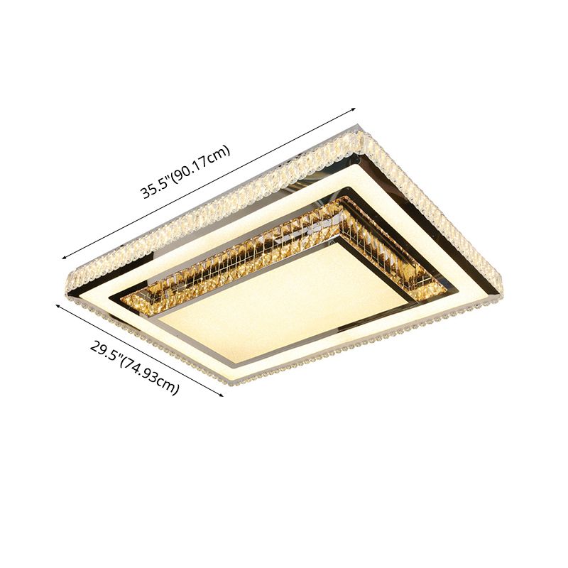 Modern Tiered Flush Mount Lamp Clear and Smoke Grey Crystal Living Room Flush Mount in Chrome