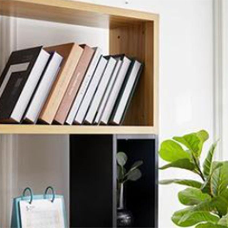 Modern geometry Bookshelf Multi Shelfs Open Back Bookcase in Natural