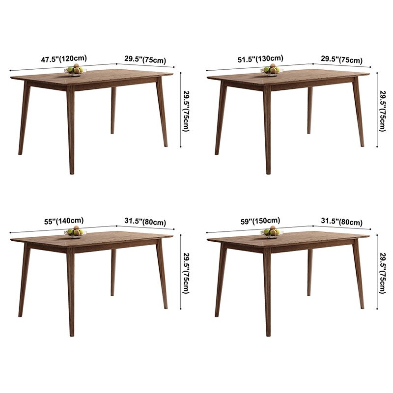 Legno rettangolo in tavolo da pranzo marrone Tavolo di cenere moderno con 4 gambe per il ristorante