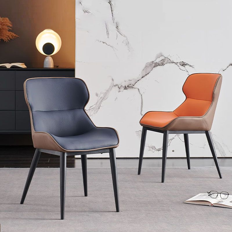 Arm Wingback Side Chair Industrial Style Faux Leather Dining Chairs