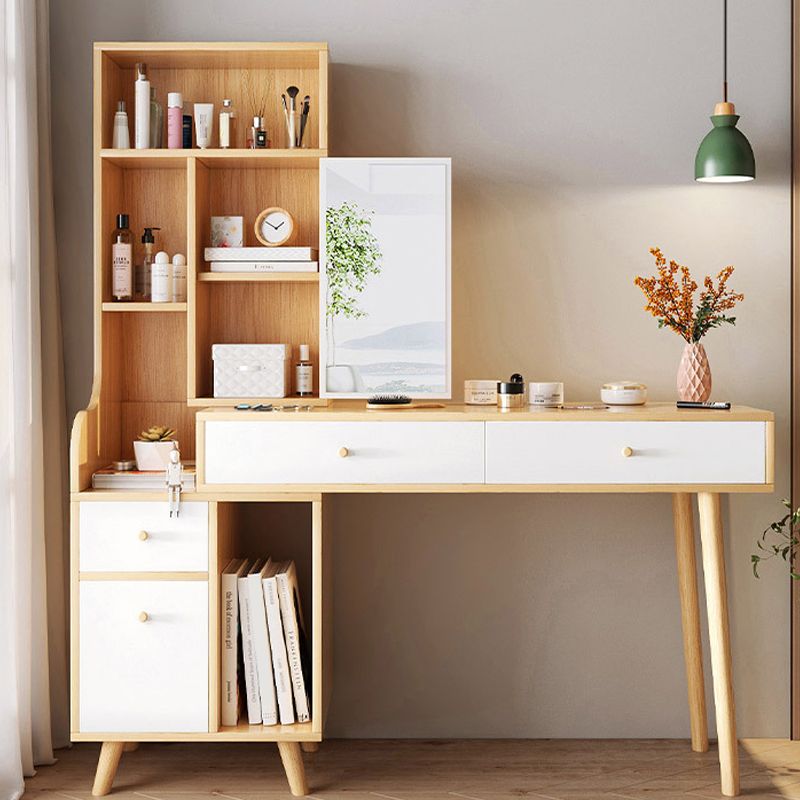 Scandinavian Wood Dressing Table Solid Wood Make-up Vanity with Drawers