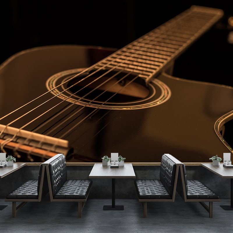 Water Resistant Guitar Hobby Mural Wallpaper Contemporary Wall Art for Study Room