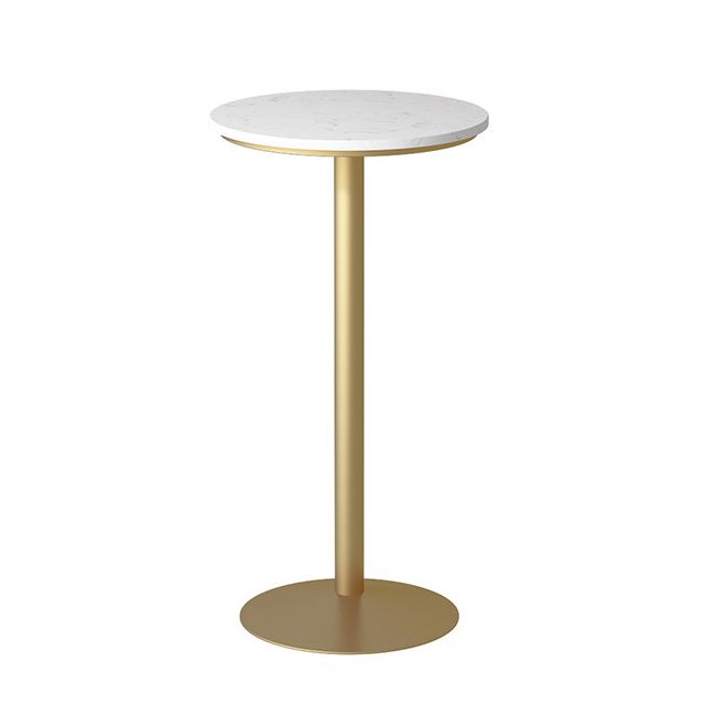 Glam Style Bar Table Artificial Marble Top Bistro Table with Gold Pedestal