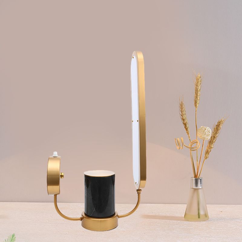 Arc Rectangular Metal Desk Lighting Postmodern LED Gold Night Table Lamp with Acrylic Shade