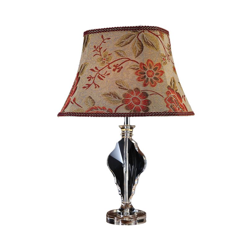 1 tissu léger Night Light Style rural Béige Blossom Living Room Table Lampe à base de cristal