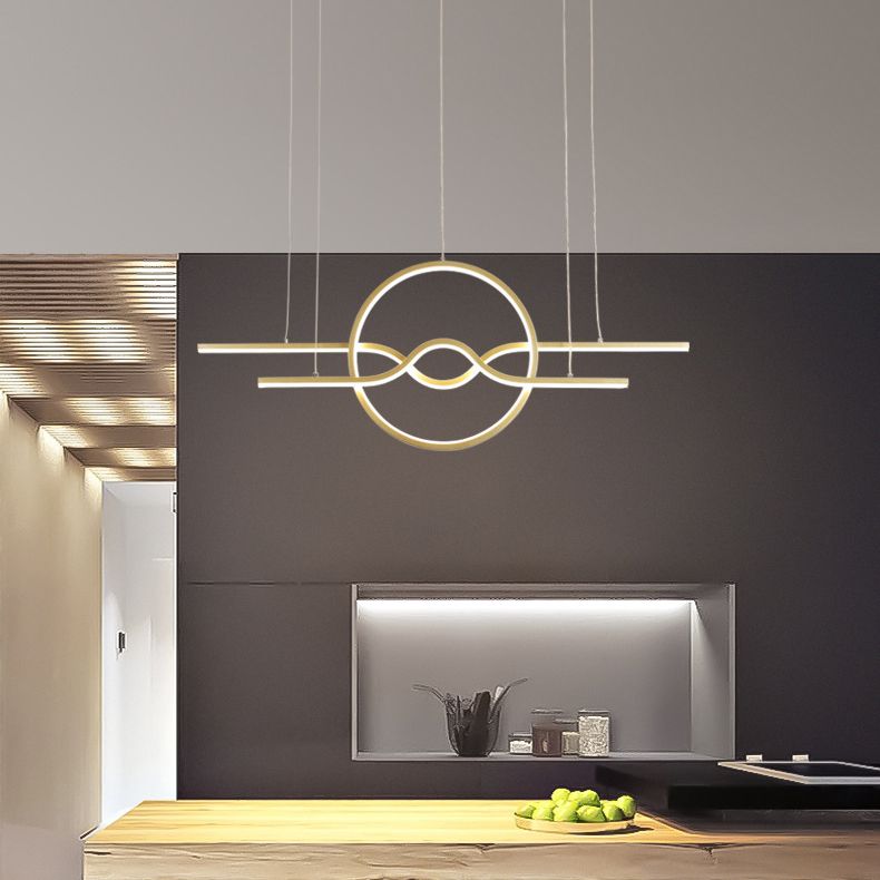 Idee di illuminazione dell'isola geometrica moderna lampadario metallo 3 luci del soffitto isola per sala da pranzo