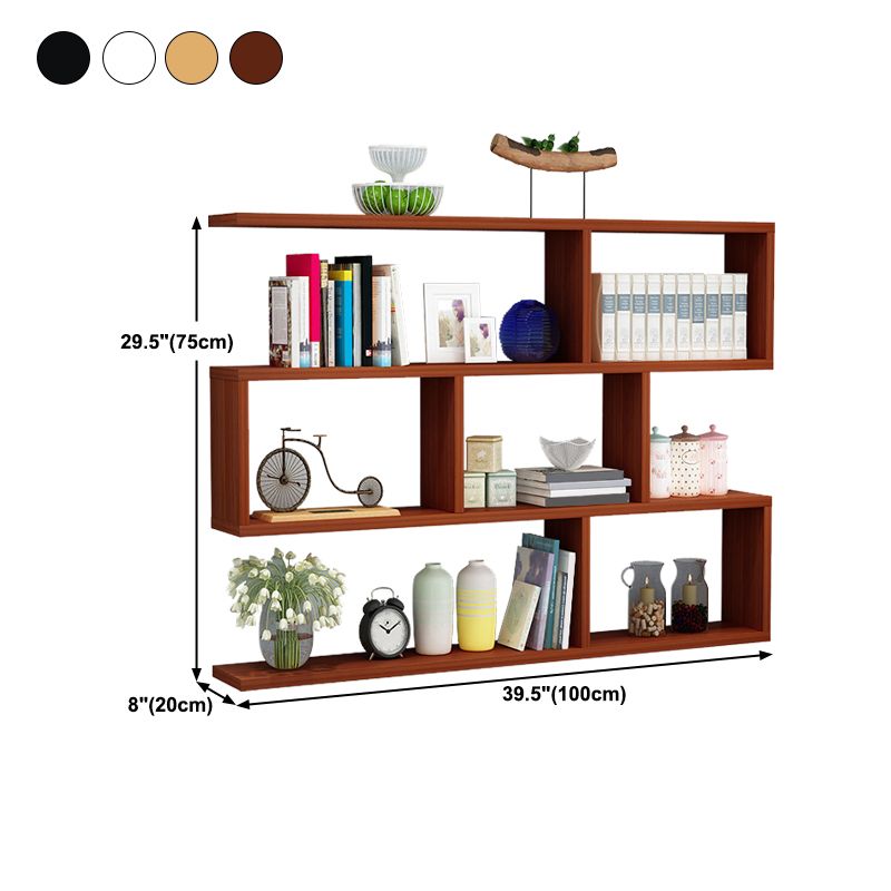 Modern Style Geometric Bookshelf, 2/3-shelf Wall Mounted Engineered Wood Bookcase