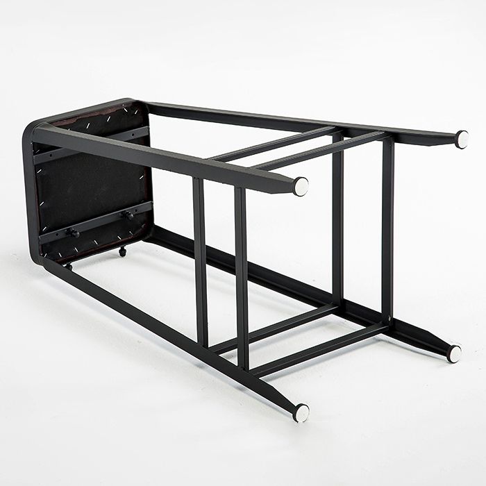 Industrial Style Armless Counter Stool Iron Cafe Bar Stool with Leather Cushion and Pedal