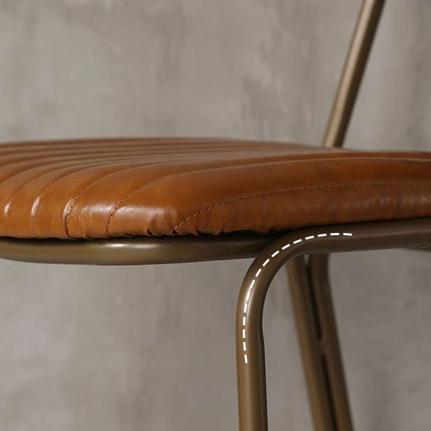 Industrial Metal Barstool Faux Leather Footrest Low Back Counter Stool with Iorn 4 Legs