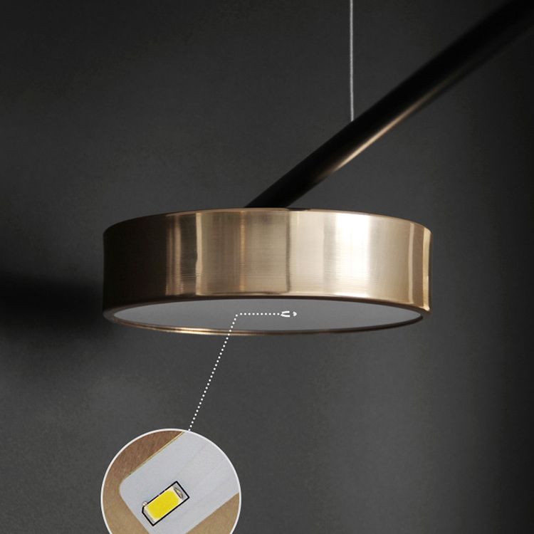 Gold Metall Pendelleuchte Licht aus der Mitte des Jahrhunderts modern