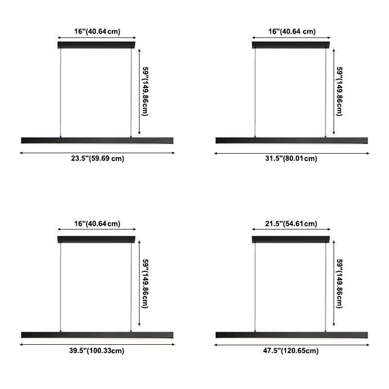 Moderne stijl eenvoudige hangende lamp led rechthoek hanglamp voor eetkamer