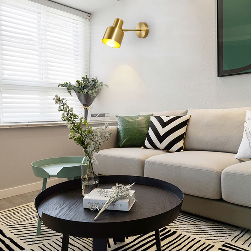 Moderne Stilzylinderwand montiertes Metallmetall 1 Lichtwandmontierte Beleuchtung in Gold