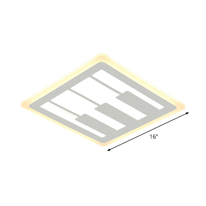 Piano Acrylic Flush Ceiling Light Modern LED White Flush Mount Lighting, Warm/White Light