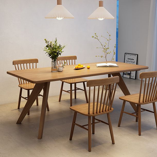 Industrial Style Dinette Table Solid Wood Rectangle Dinner Table in Brown