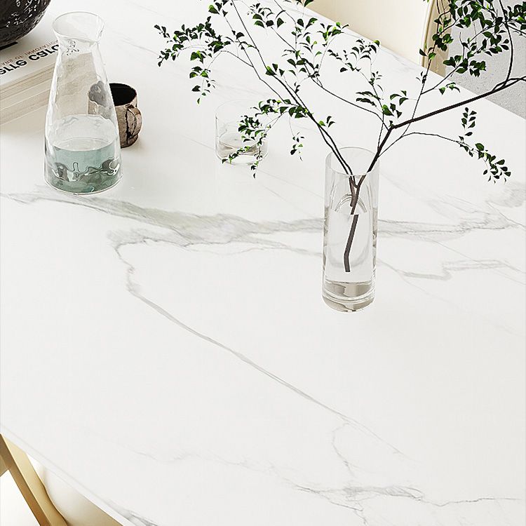 Modern Stone Furniture Set 1/4/5/7 Pcs Standard Height Dining Room Table Set in White