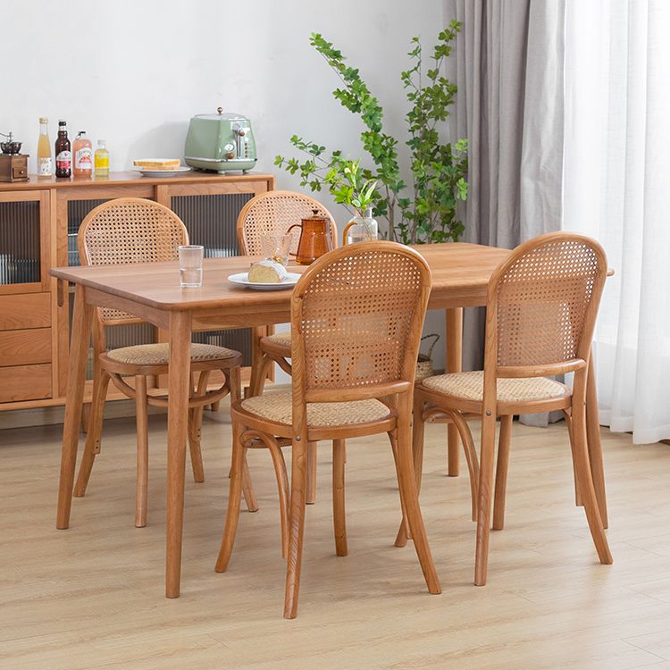 Sillas de comedor sin brazos de Bentwood, sillas laterales con respaldo abierto de ratán y patas de madera