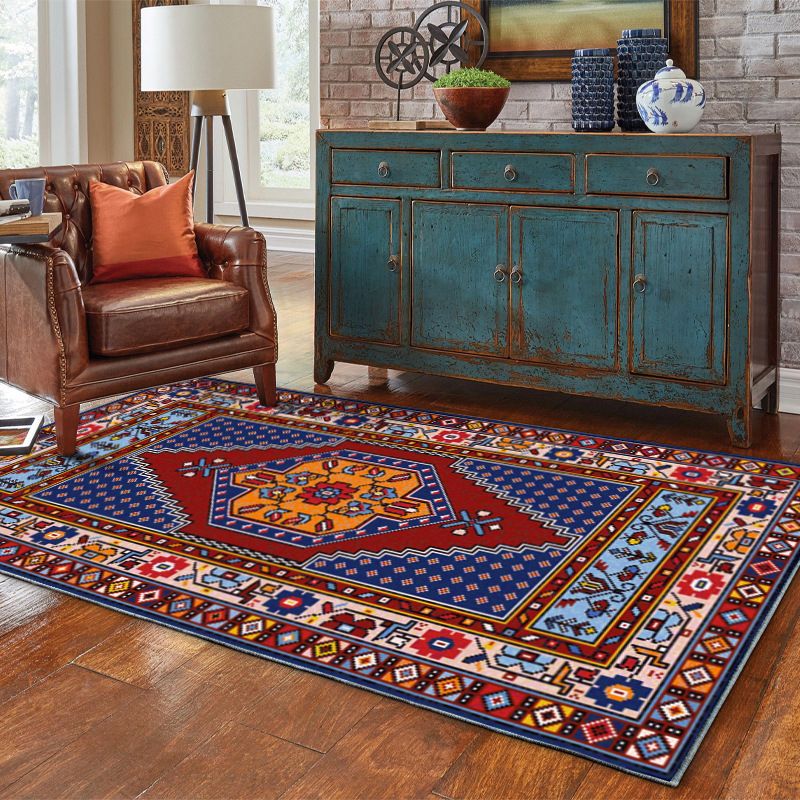 Boho Tribal Totem Teppich Multikolen Polyester Teppich Teppichfleck -Widerstand Teppich für die Heimdekoration