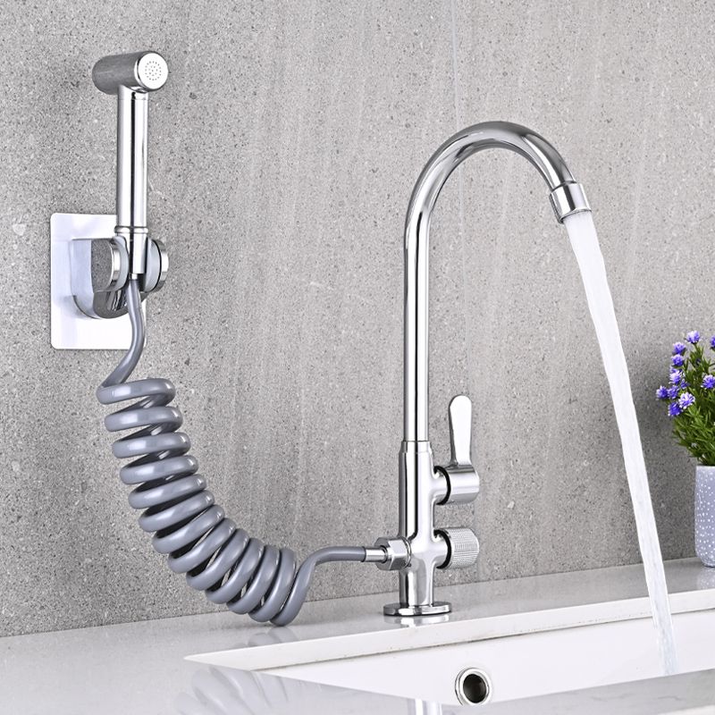 Single Cold Faucet Solid Color High Arc Deck Mounted Bathtub Faucet