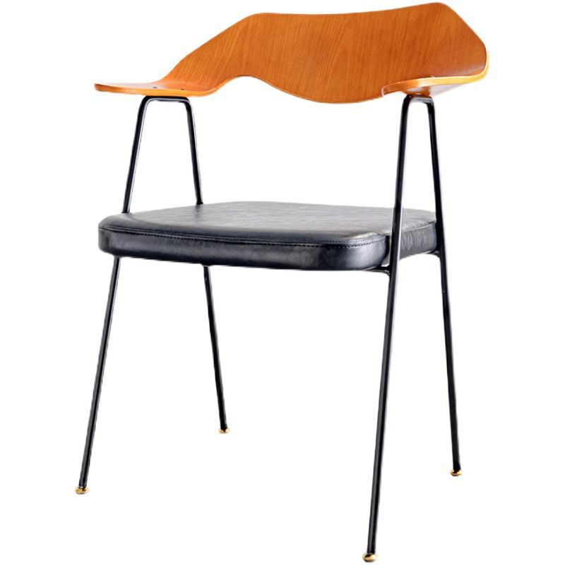 Industrial Upholstered Arm Chair Metal Dining Room Kitchen Chair