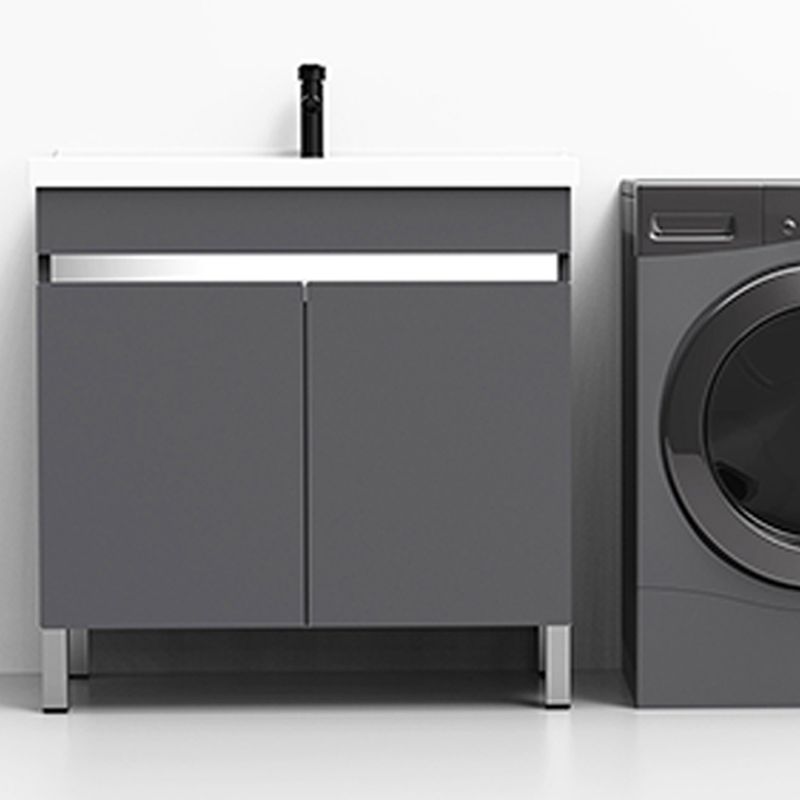 Gray Metal Vanity Sink Modern Free-standing Standard Space Saver Vanity